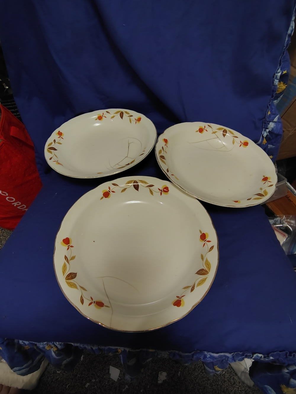 Classic Cream and Gold Floral Rim Dinner Plates - Set of 3